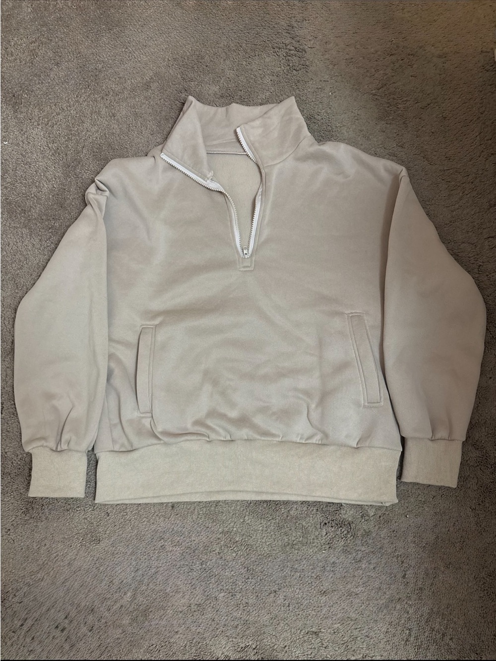 Women’s Half-Zip Sweatshirt Pullover - Tan